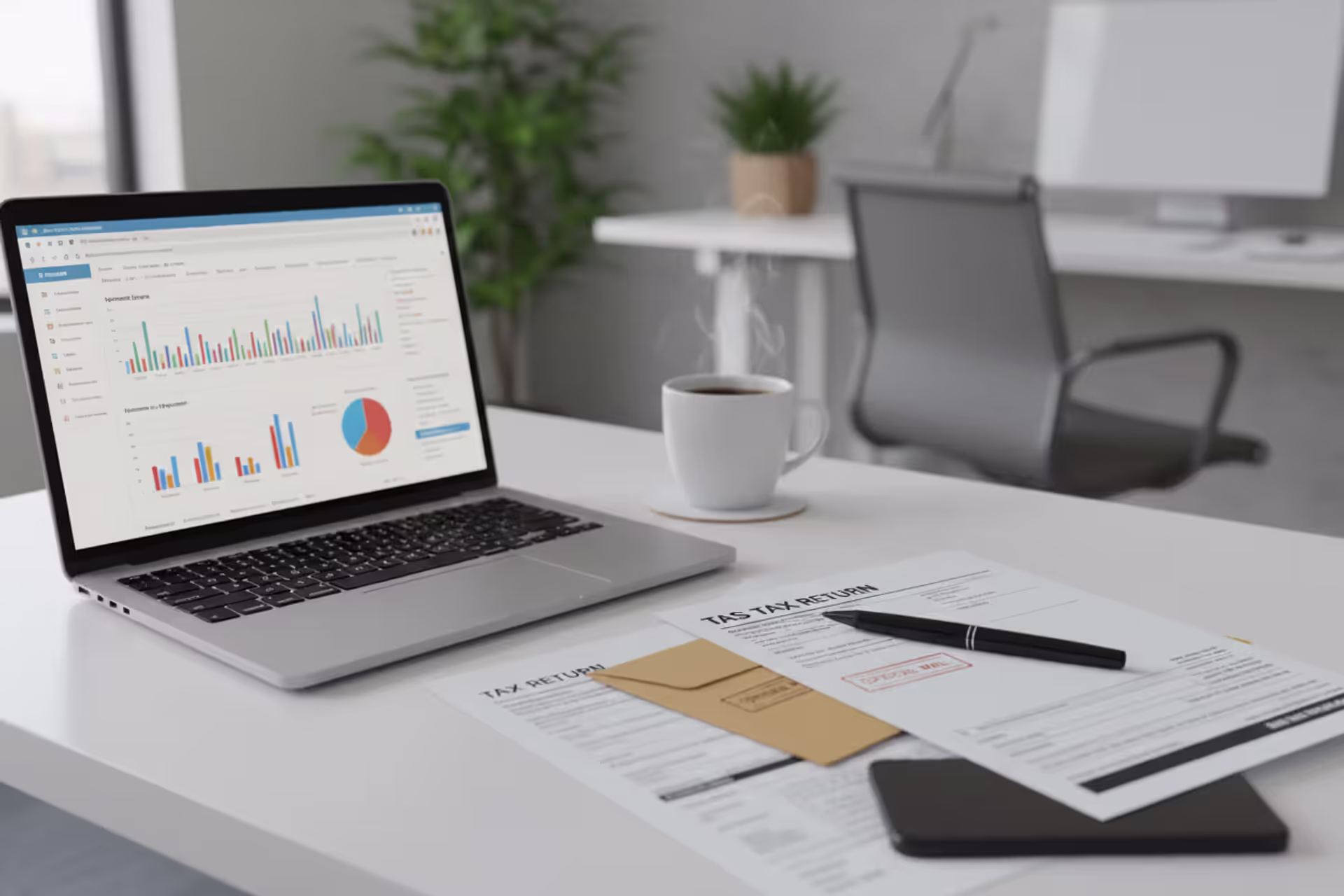 Small business owner preparing 1099 tax forms at a desk