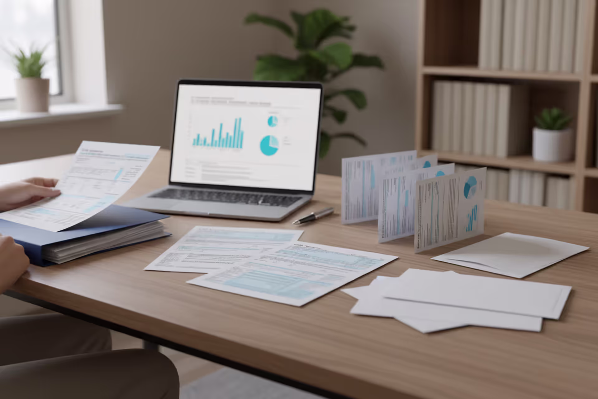 Person preparing tax documents at a desk