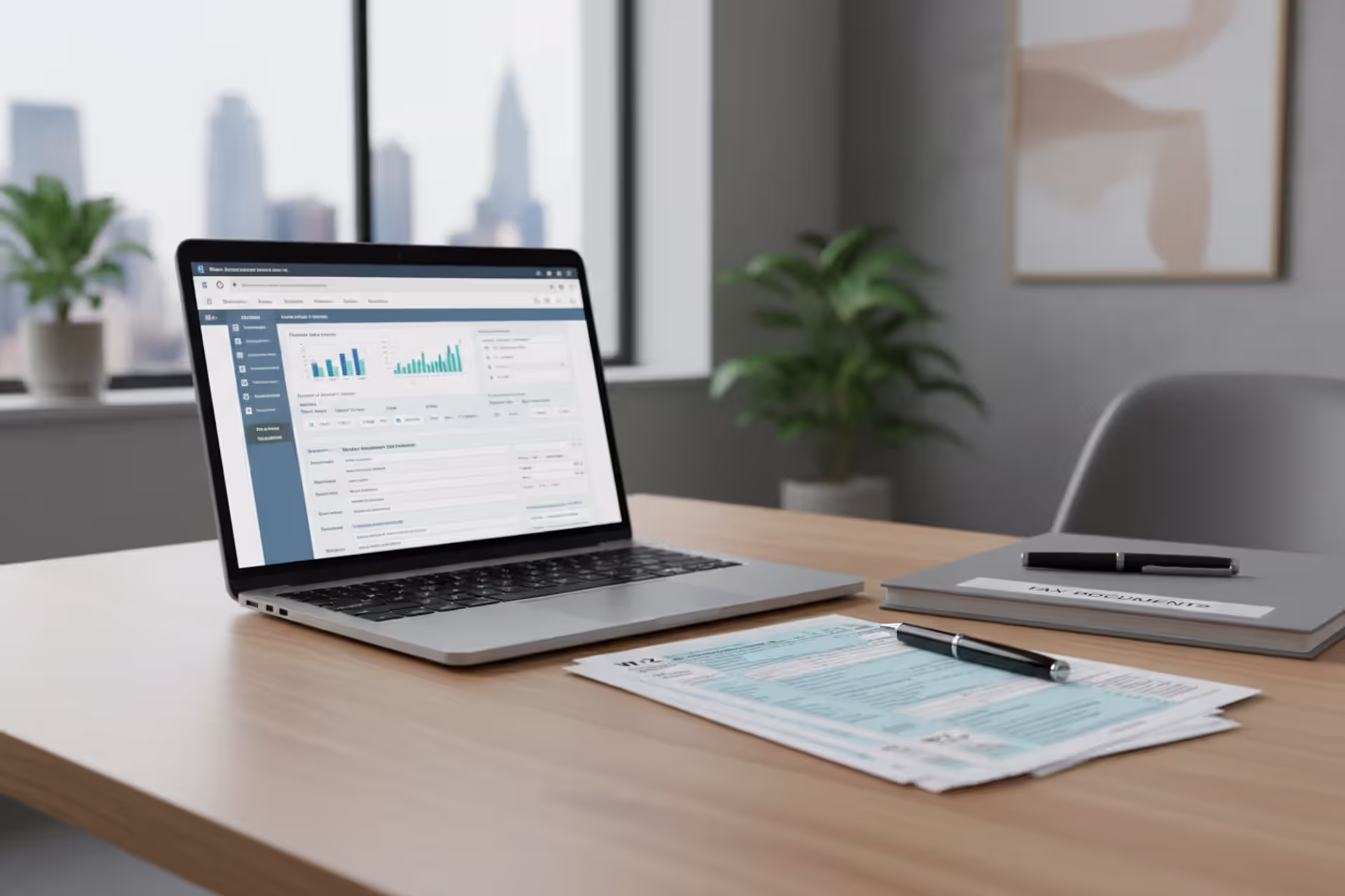 Business owner preparing digital W-2 filing on a laptop